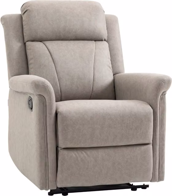 Poltrona Reclinabile Manuale 135° con Poggiapiedi, Struttura in Metallo Robusta per Soggiorno e Casa, 78x96x102 cm, Grigio