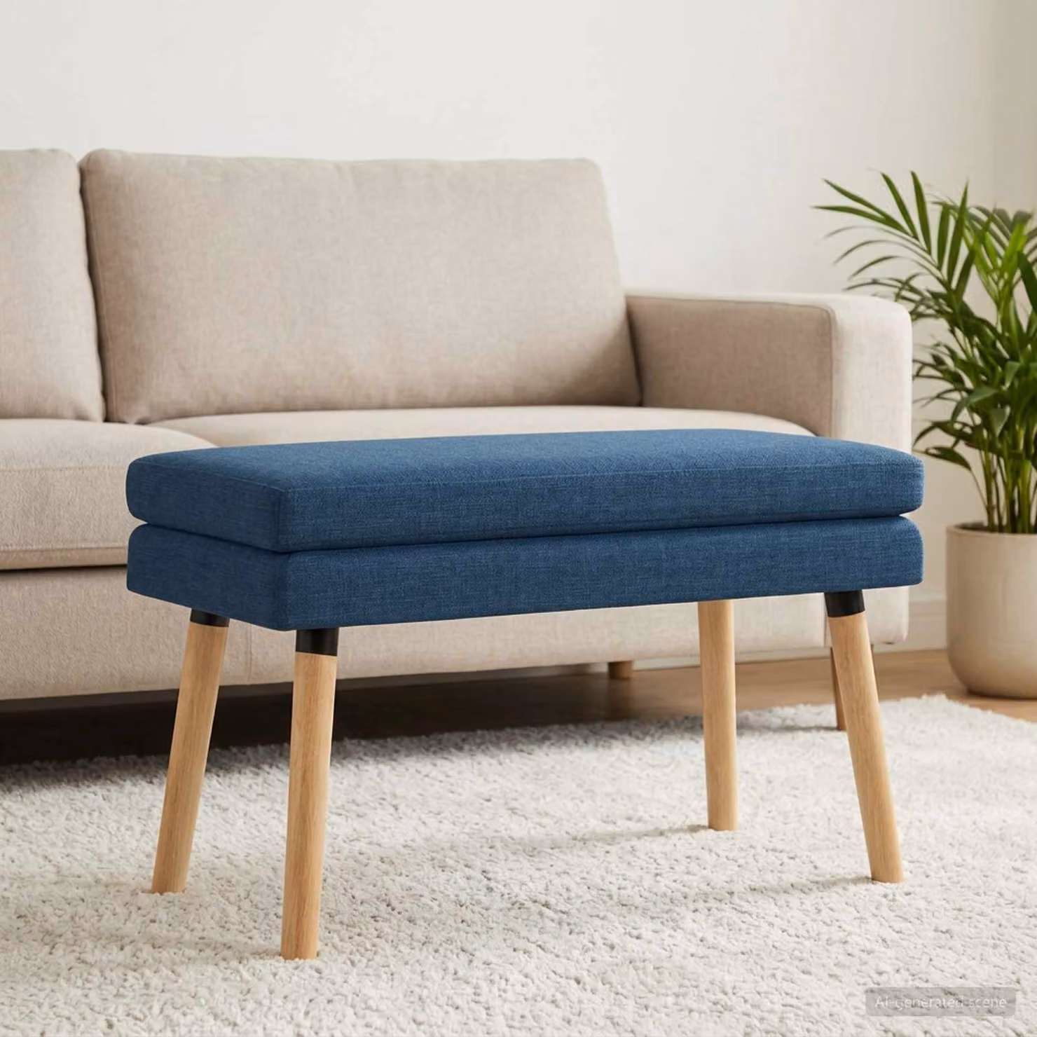 Panchina a doppio strato vidaXL in legno e tessuto blu e marrone L 80 cm, P 40 cm, H 47 cm