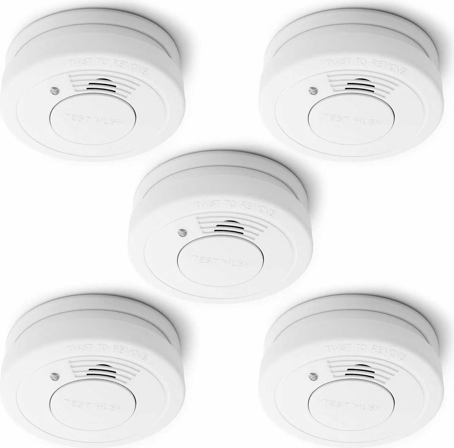 Set di rivelatori di fumo Wiltec 5x con batteria da 3 V installata permanentemente, 10 anni senza manutenzione, rivelatore di incendio con funzione HUSH, affidabile rivelatore di incendio da 85 dB, efficace protezione antincendio
