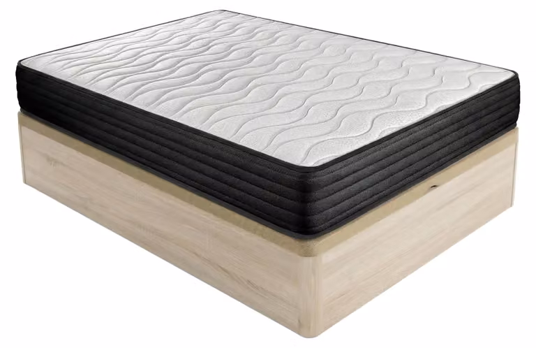 Letto a scomparsa con materasso, dimensioni 150x190 cm, reversibile, con ampio spazio contenitivo