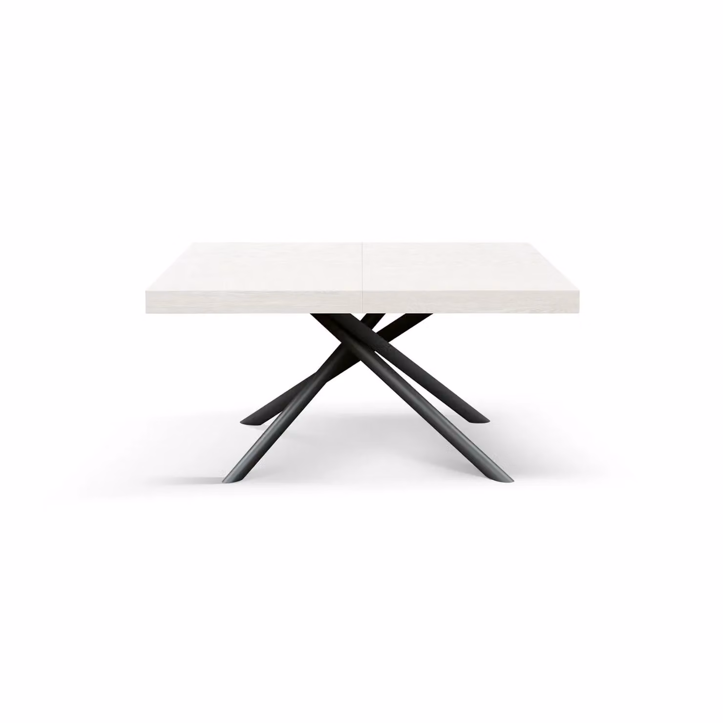 Tavolo CARRARA in legno, finitura bianco frassinato e base in metallo verniciato antracite, allungabile 180×90 cm - 260×90 cm