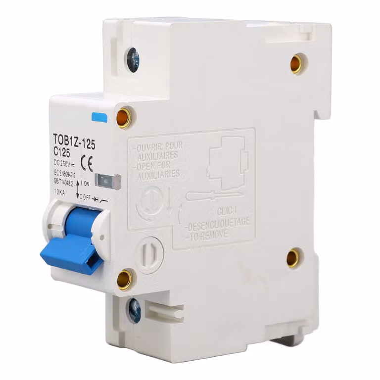 Interruttore magnetotermico miniaturizzato CC 1P 125A 250V, montaggio su guida DIN, per impianti fotovoltaici, TOB1Z 125 C125