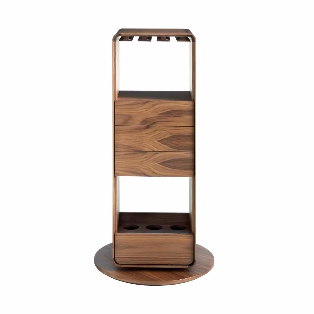 Mobile bar girevole moderno Angel Cerdá in legno color noce, L: 128 cm, P: 40 cm, H: 43 cm – 2