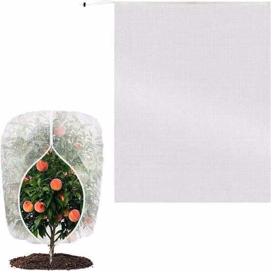 Rete anti-insetti per piante - Rete protettiva 2,4 m x 2 m - Rete anti-insetti a maglia fine per alberi da frutto, arbusti e ortaggi - Rete da giardino resistente ai raggi UV con cerniera e cordino di tensionamento - Per uso esterno.