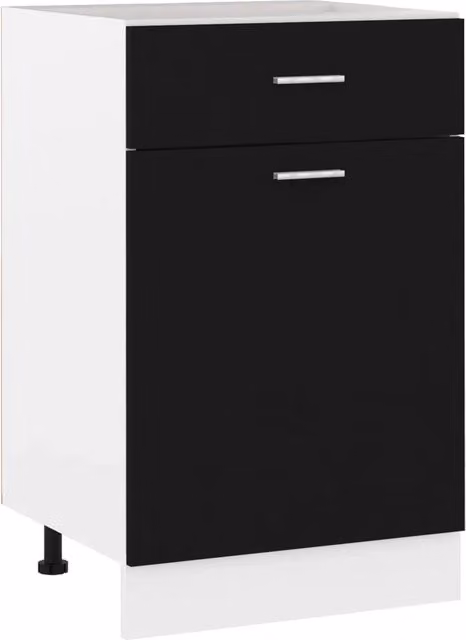 Mobile contenitore da cucina moderno in legno composito nero L 50 cm x P 46 cm x H 81 cm