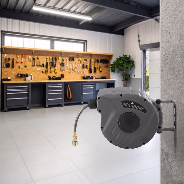 Avvolgitore per tubo aria compressa tectake grigio da 10 m con montaggio a parete