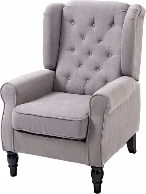 Poltrona capitonnata con braccioli e gambe in legno ¨C zephmum ¨C grigio 74x86x102 cm