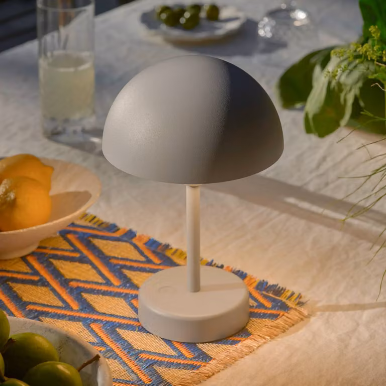 Nordlux Lampada da tavolo LED ricaricabile Ellen To-Go, grigia, in alluminio dimmerabile, Alluminio / Grigio / Zincato, Soggiorno / Sala da pranzo, Alluminio, Scandinavo