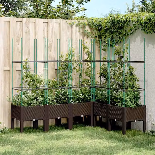 Fioriera da giardino Videx con graticcio per piante rampicanti, colore marrone, L/P/H: 160 x 120 x 142,5 cm – 1