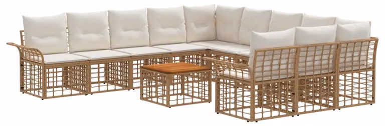 Set di divani da esterno 12 pcs Naturale e Bianco Crema