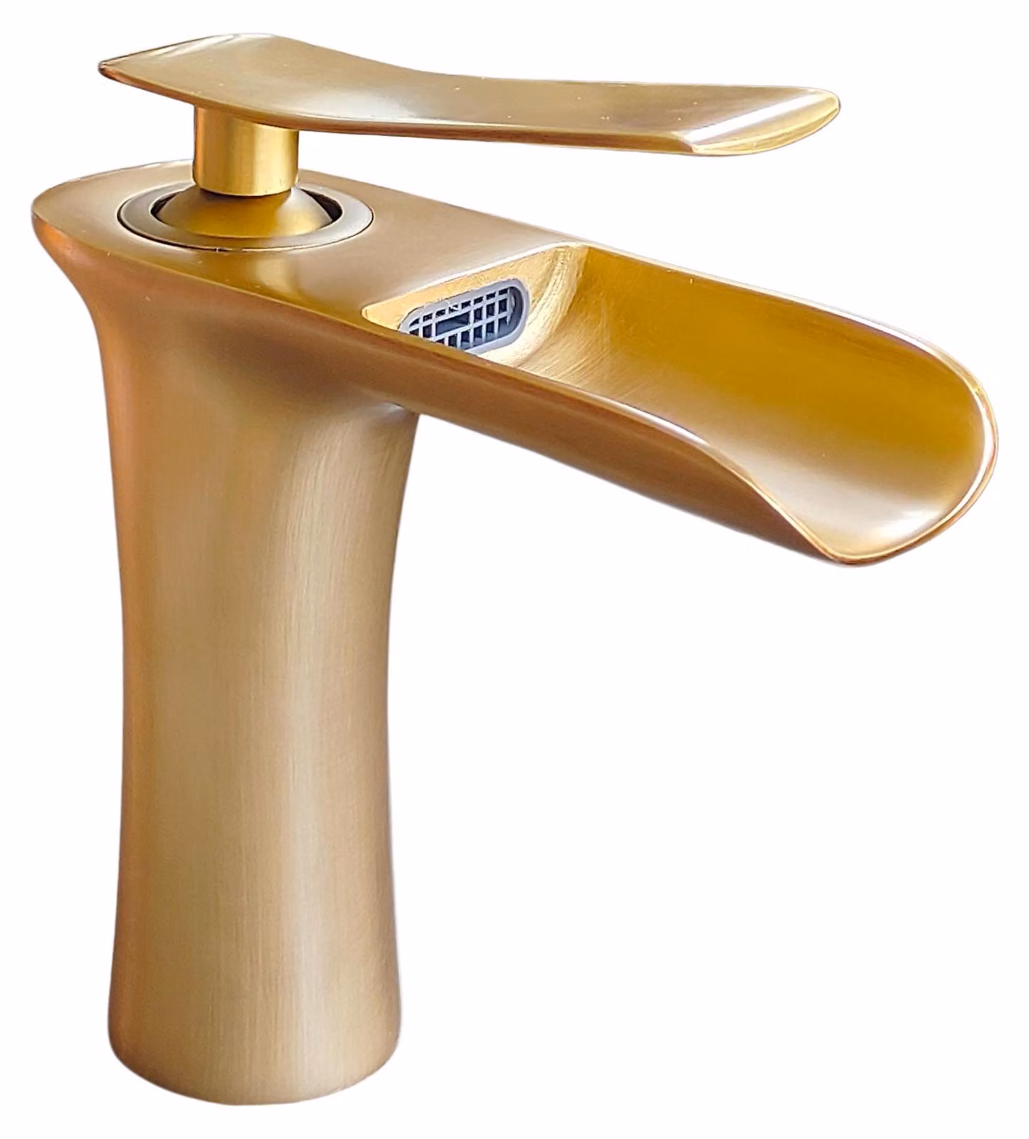 Rubinetto per lavabo a cascata, stile antico, in ottone, monocomando, da installare su un foro