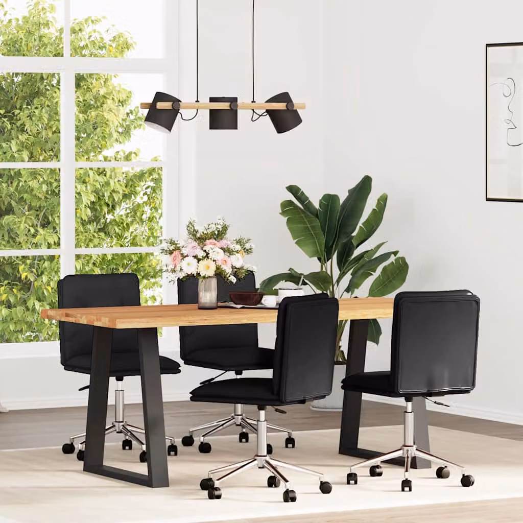 Set di 4 sedie da pranzo vidaXL in similpelle nera con design moderno per cucina e soggiorno
