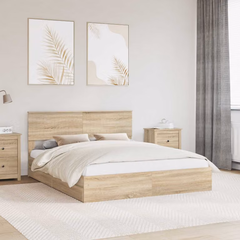 Letto con contenitore e cassetto vidaXL in Rovere Sonoma marrone L/P: 160 x 200 cm
