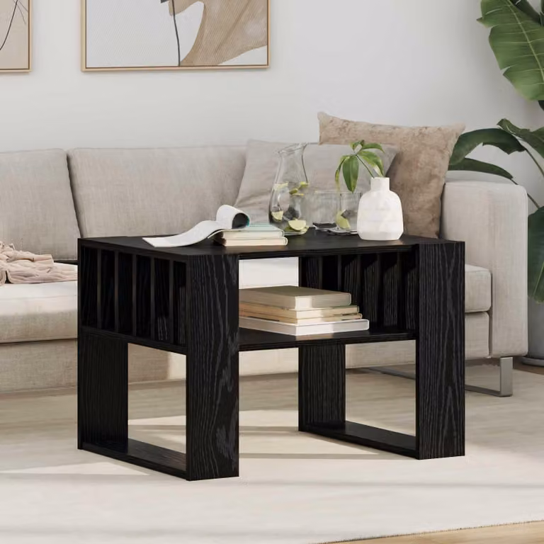 Maison Exclusive - Tavolino nero effetto rovere 66 x 49,5 x 45 cm Materiale ligneo
