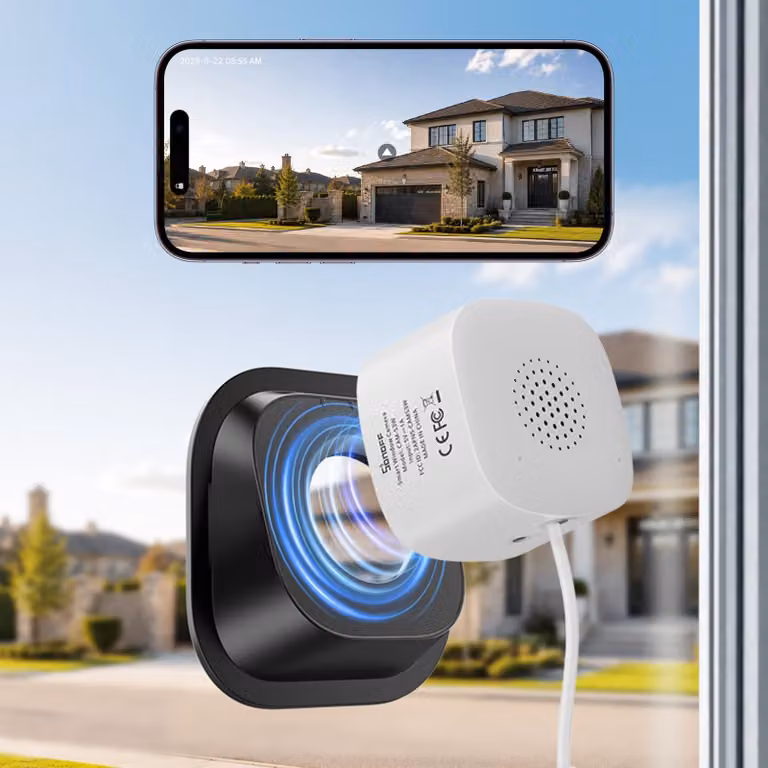 Telecamera per finestra - Telecamera di sorveglianza interna - 3MP 2K - Wi-Fi - Scheda microSD - Console web locale