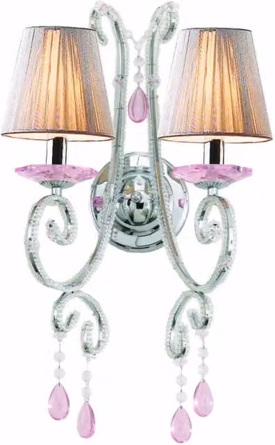 Lampada da parete moderna Configni in metallo e vetro, argento e rosa, dimmerabile