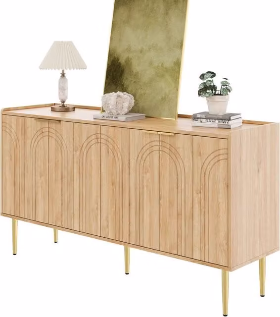 Credenza Moderna Semplice, 140x38x75 cm, Mobile Contenitore Buffet per Soggiorno
