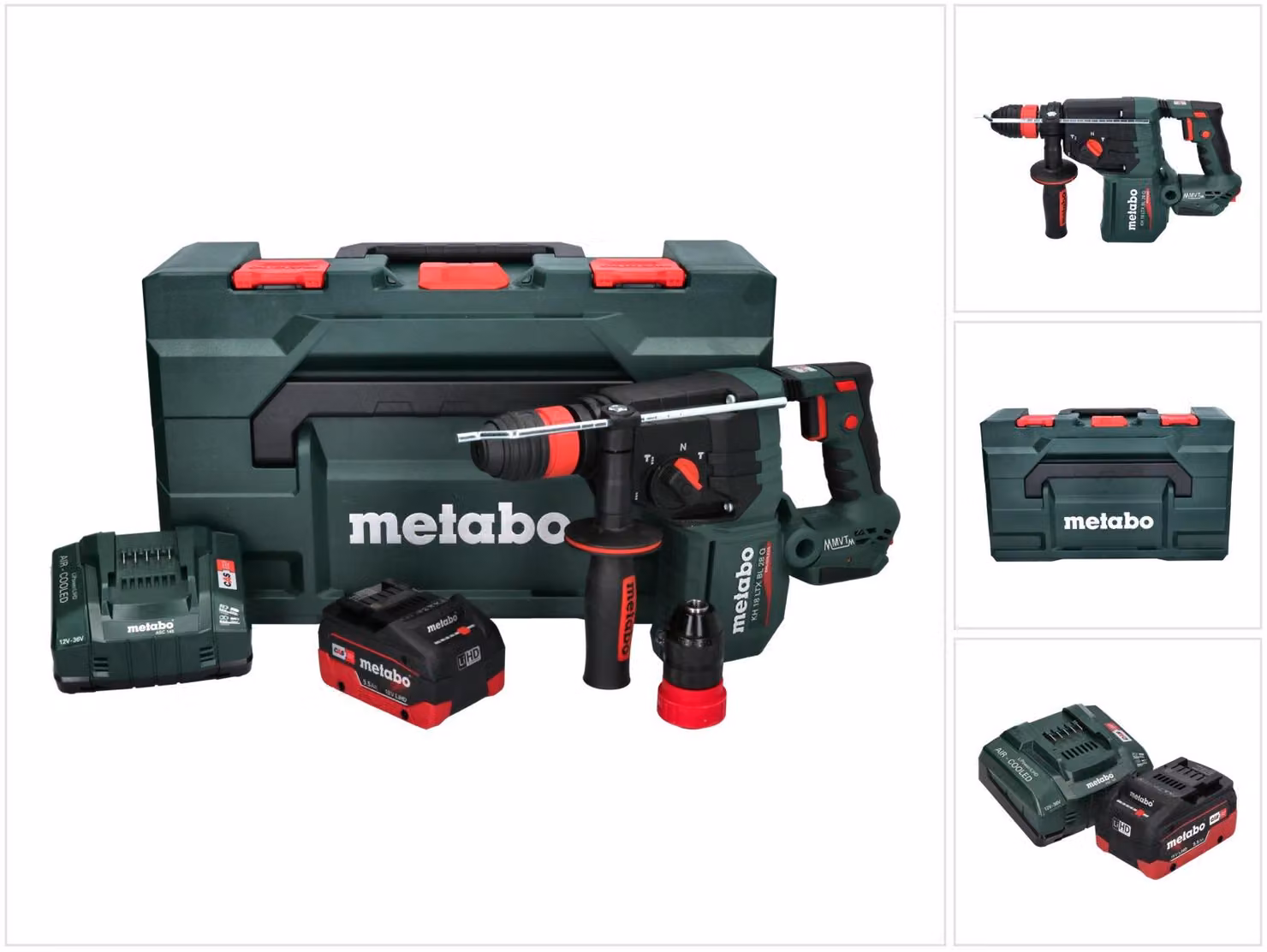Metabo KH 18 LTX BL 28 Q Trapano a percussione a batteria 18 V 3 J SDS plus Brushless + 1x batteria 5,5 Ah + caricabatteria + metaBOX