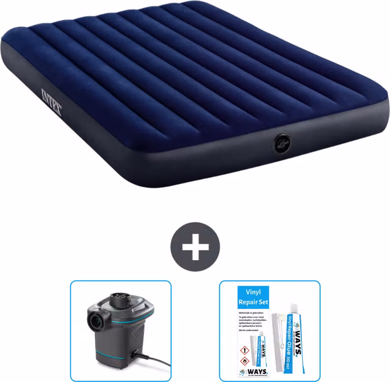 Letto ad aria Intex - 2 persone - 152 x 203 x 25 cm - blu - include pompa e kit di riparazione