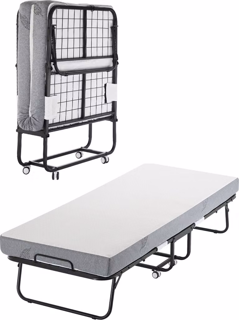 Letto a scomparsa Letto pieghevole con materasso in schiuma da 12,5 cm Letto in metallo da 79 cm