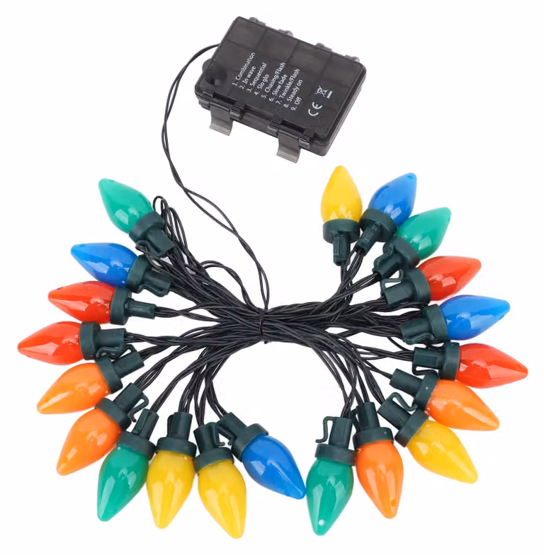 Catena luminosa LED C9, 5 metri, 20 lampadine a forma di fragola colorate, per interni ed esterni