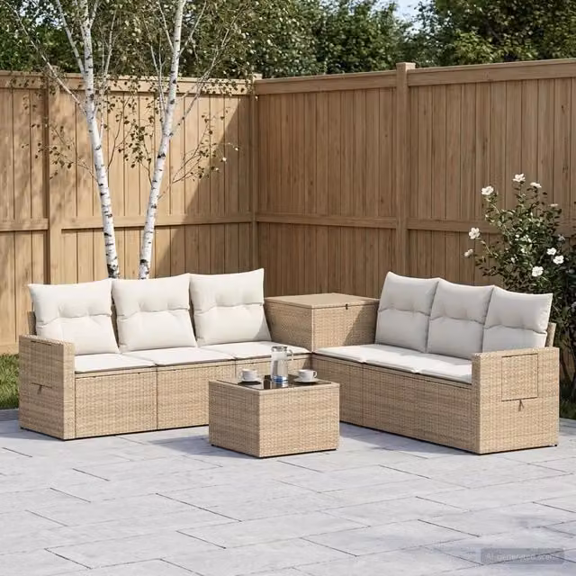 Set di divani 8 pz Beige e Bianco Crema 55 x 55 x 37 cm 3448392