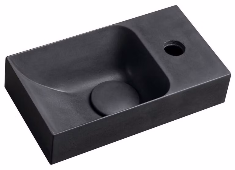 Lavabo PICCOLINO in cemento 30,8x10x17cm, foro per rubinetto a destra, antracite