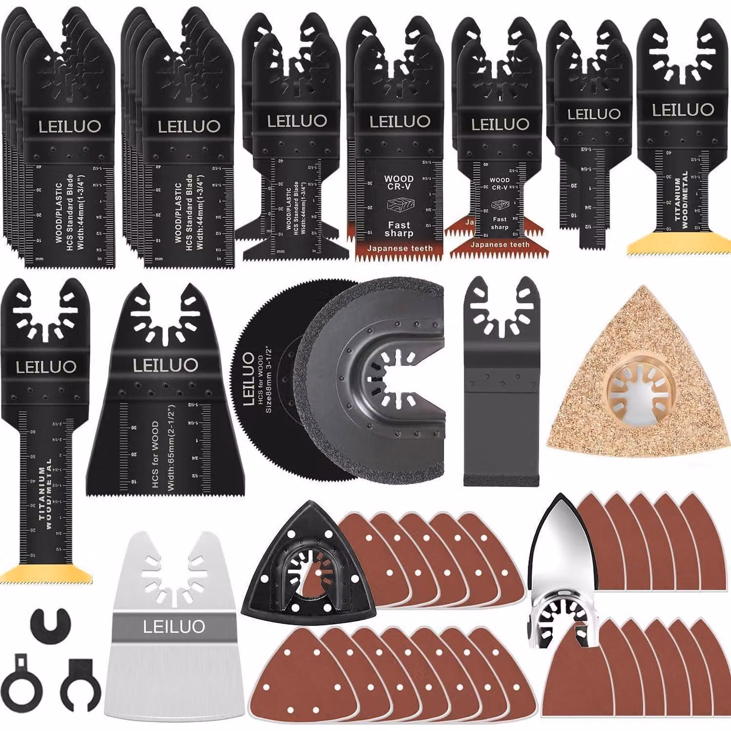 Set di accessori multifunzione oscillante, 112 pezzi, per tagliare, smerigliare e stuccare. Universale, con custodia. Compatibile con DeWalt e Makita