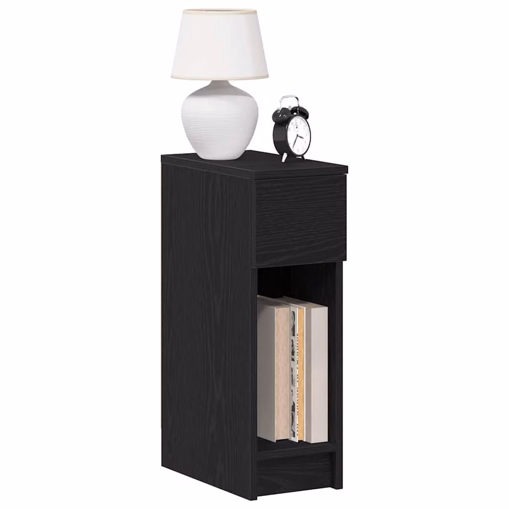 Comodino sospeso vidaXL in MDF nero opaco L 20 cm x P 36 cm x H 60 cm