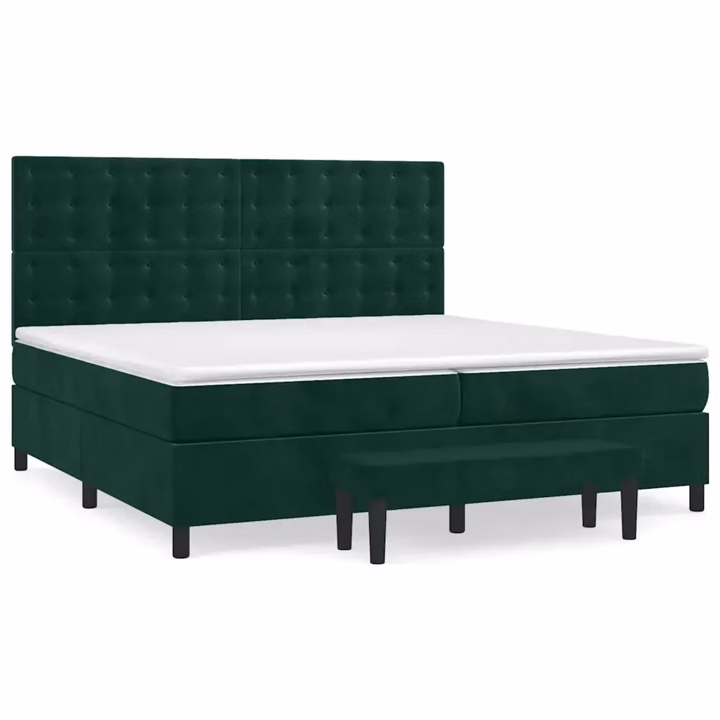 Giroletto a Molle Ibrido con Materasso vidaXL in Velluto Verde Scuro L/P/H: 200 x 200 x 128 cm – 2