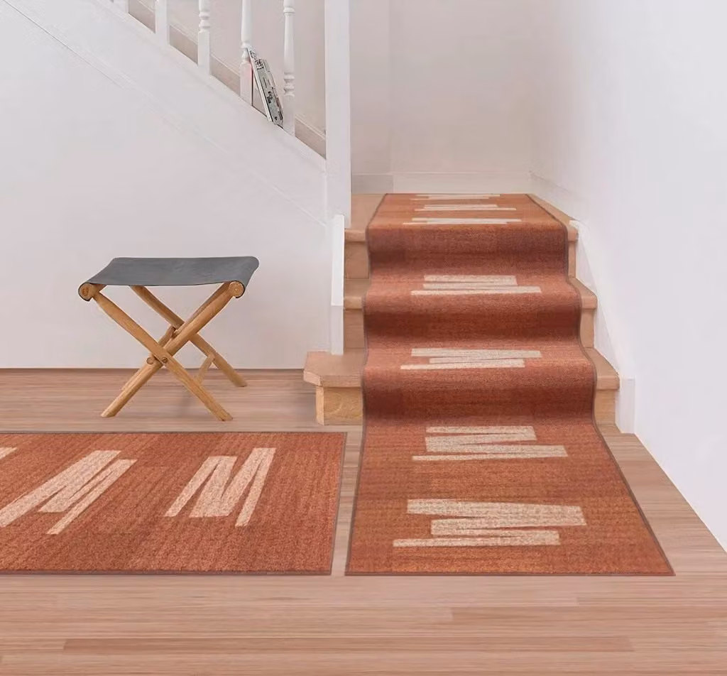 Passatoia EMMEVI Arancione con motivo Zig Zag, lavabile e antiscivolo, ideale per corridoio, cucina o scale, L: 67 cm x P: 850 cm – 2
