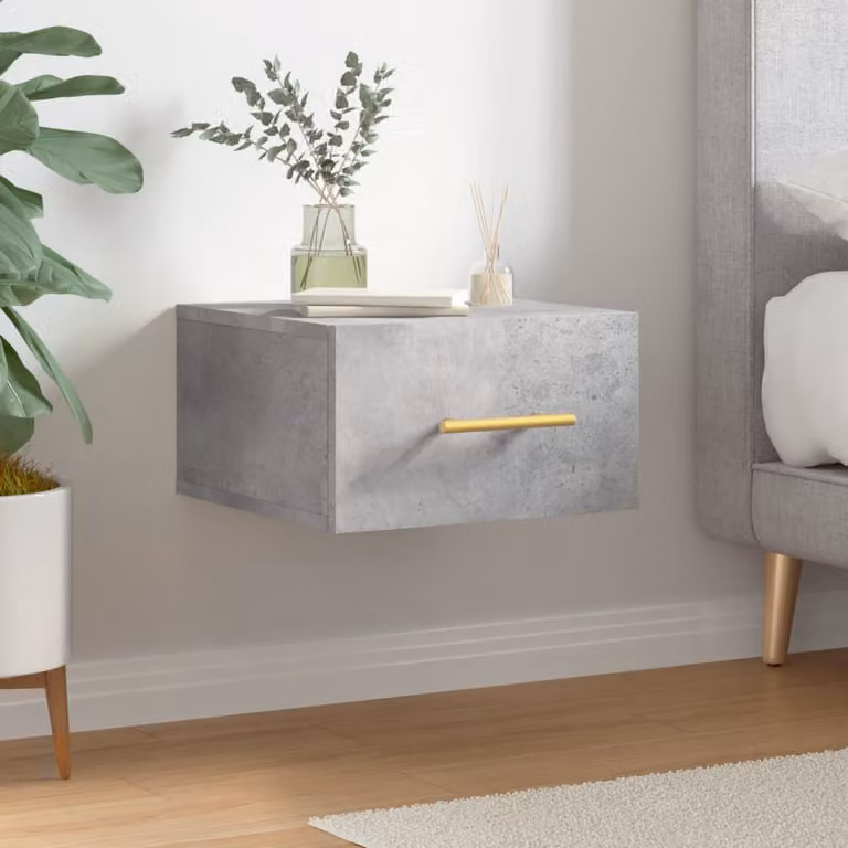 Comodino a muro vidaXL moderno in legno MDF grigio opaco L 35 cm x P 35 cm x H 20 cm