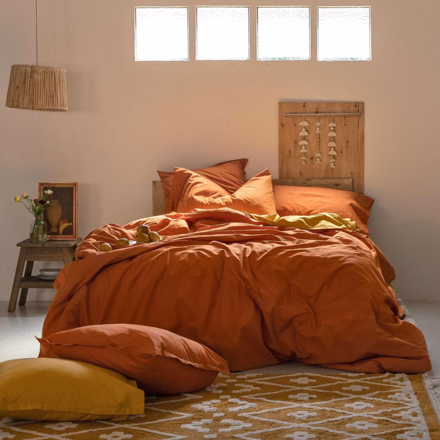 HappyFriday BASIC copripiumino in terracotta 155 x 220 cm