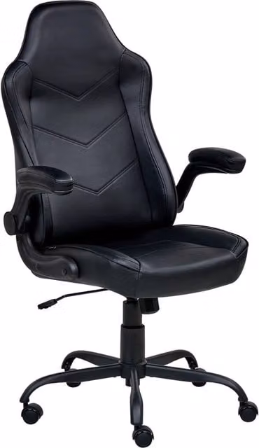 Sedia da ufficio BELIANI in ecopelle nera, girevole a 360 gradi con braccioli e altezza regolabile, design moderno per home office