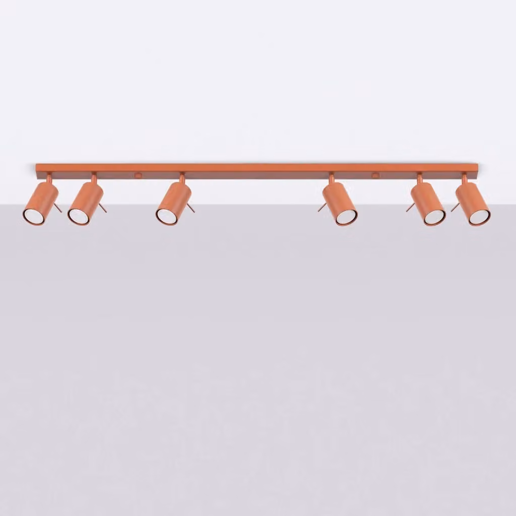 Lampada da soffitto e da parete moderna Sollux Lighting serie Ring in metallo rosso con 6 luci LED GU10 – 2