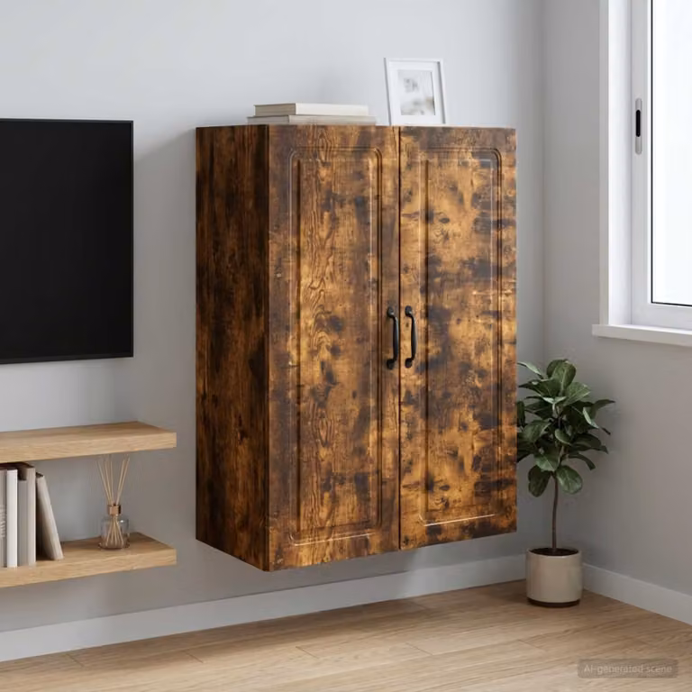vidaXL Mobiletto a muro in legno marrone con ante a battente e ripiani regolabili L: 66 cm, P: 34,5 cm, H: 90 cm