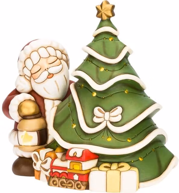 Babbo Natale con albero in ceramica, maxi