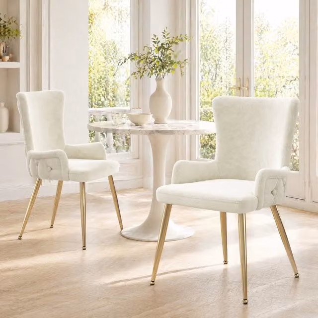 Sedia da pranzo 55x49x85 cm beige – velluto, set da 2, senza materasso