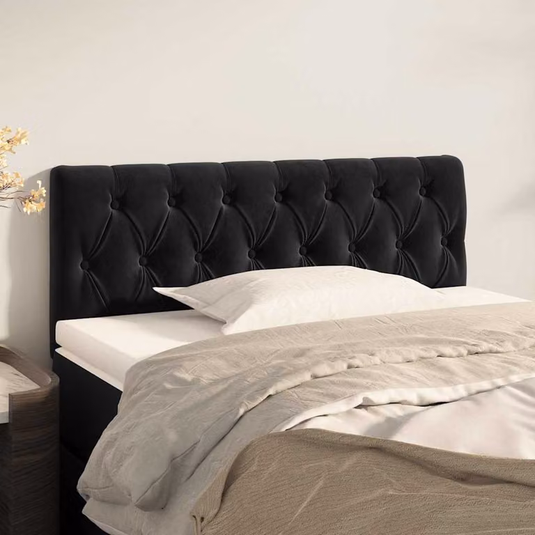 Testiera per letto vidaXL in velluto nero, L 100 x P 7 x H 78/88 cm