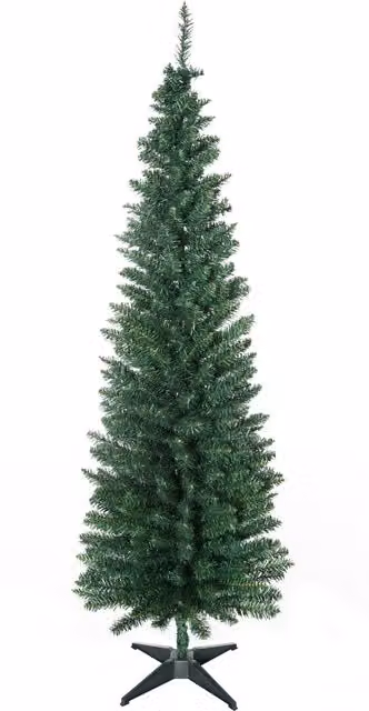 Albero di Natale Artificiale Slim HOMCOM Verde con 390 Rami e Supporto in Metallo, Altezza: 180 cm