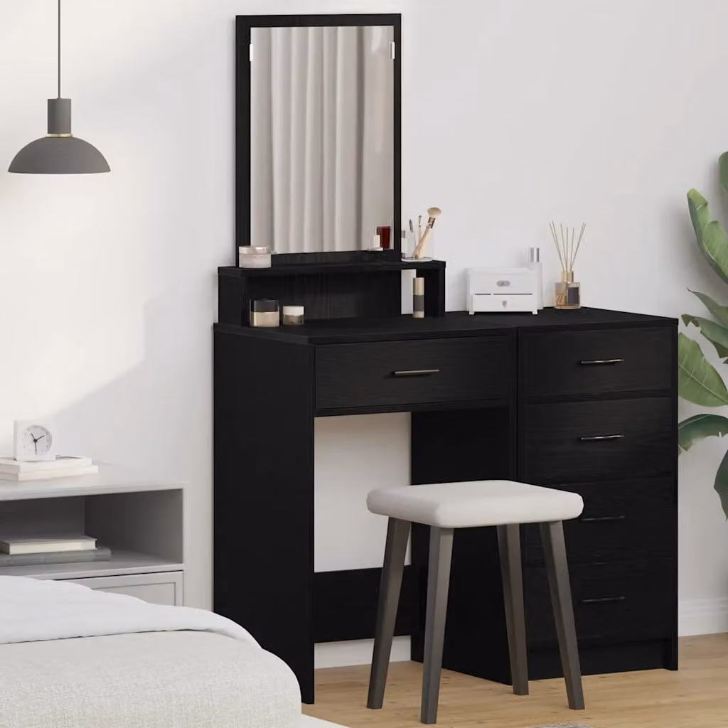vidaXL Tavolo da Trucco Moderno in Rovere Nero L/P/H: 50 x 41 x 140 cm