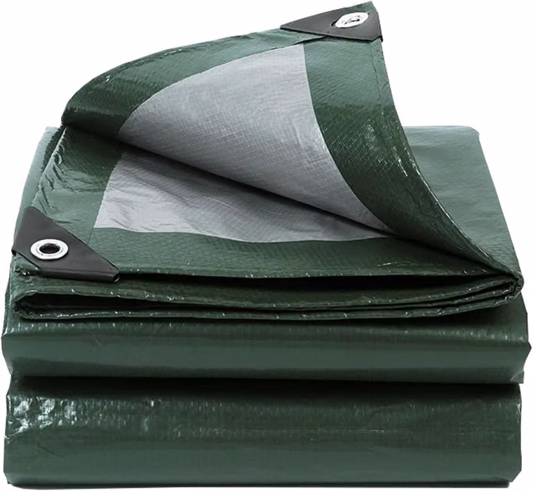 Telo coprioggetto, 6 x 6 metri, colore verde militare/argento, impermeabile, 130 g/m²