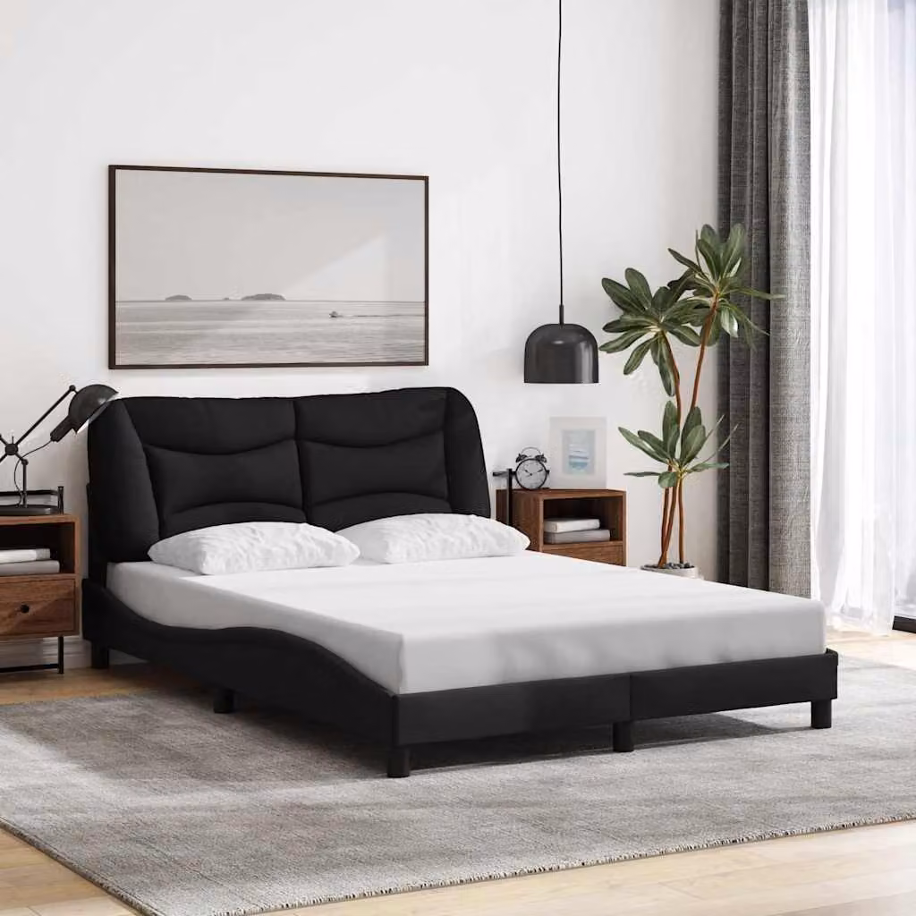 vidaXL Giroletto Hvar senza Materasso in Tessuto Nero L 120 x P 200 cm – 1