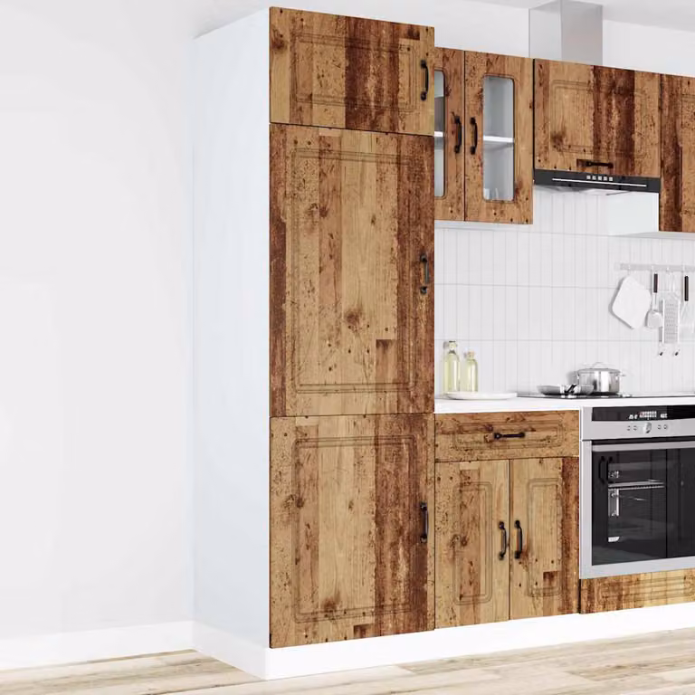 Armadio da Cucina Kalmar vidaXL in Legno Vecchio Marrone con Ante a Battente L/P/H: 57 x 3 x 207 cm