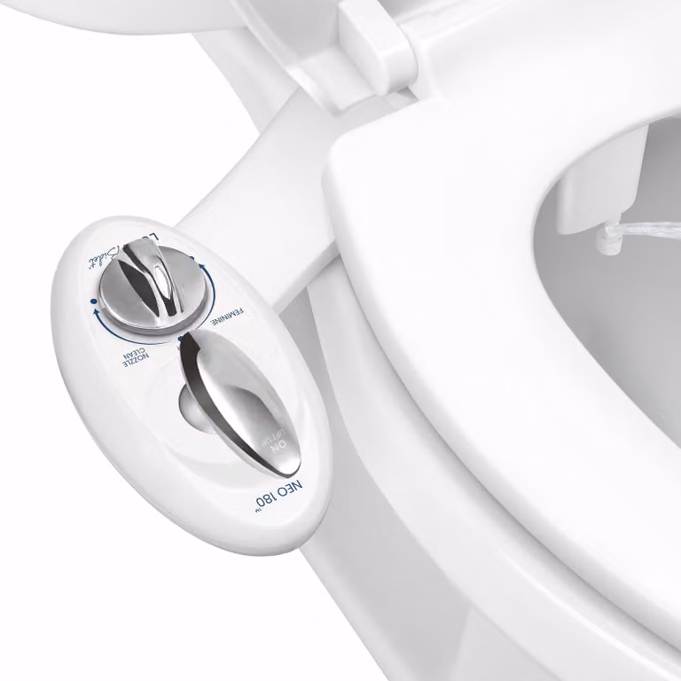 Copertura per bidet con doppia getto, autopulente, alimentazione ad acqua fresca, funzionamento meccanico, colore bianco