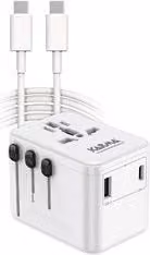 Adattatore da viaggio Karma con cavetto USB C per Australia, Europa, Regno Unito e USA, 110-240V, Bianco CC 9602USBC
