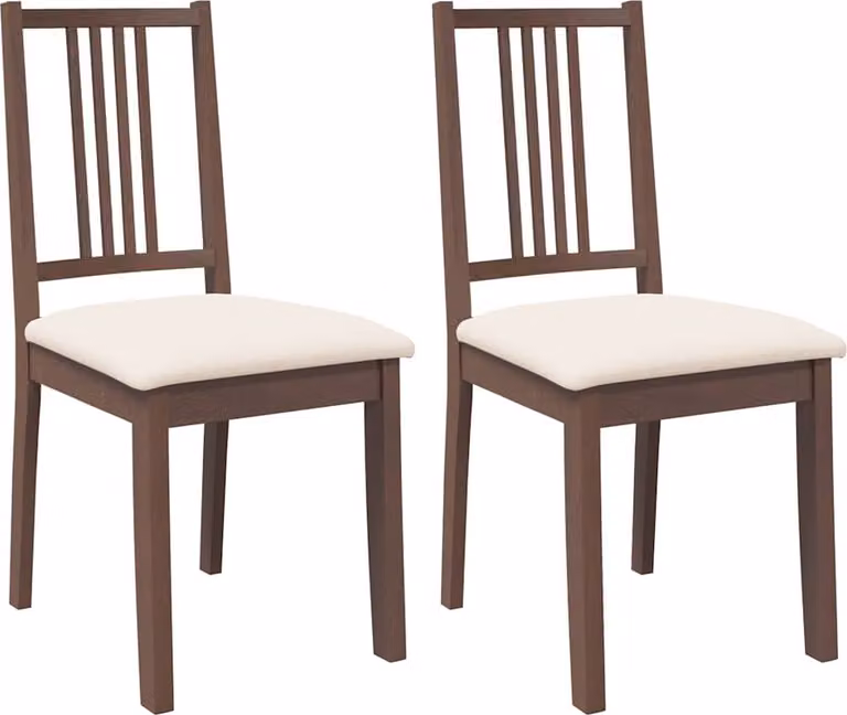Sedie da Pranzo con Cuscini 2pz Marrone Legno Massello di Hevea