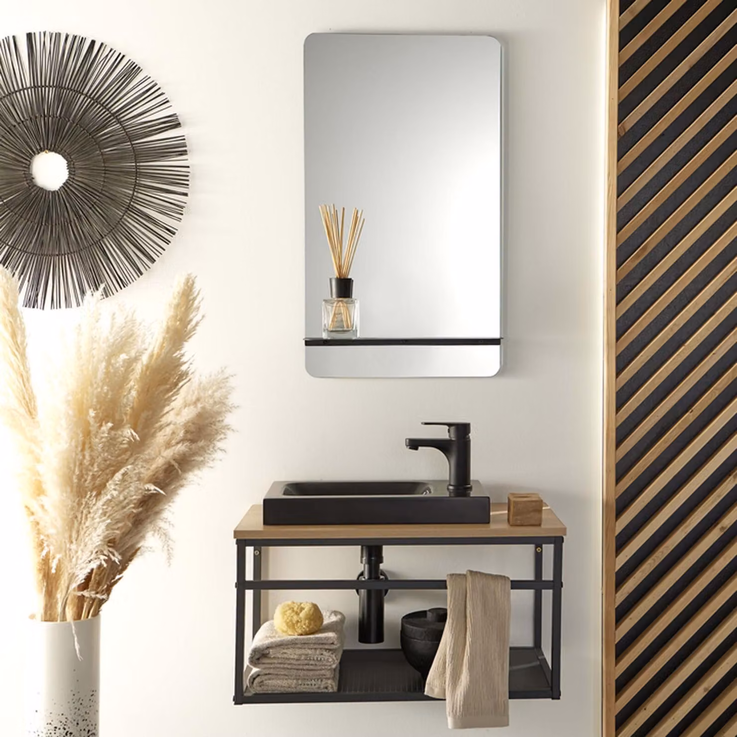 Set lavabo grande WILO con specchio da 60 cm