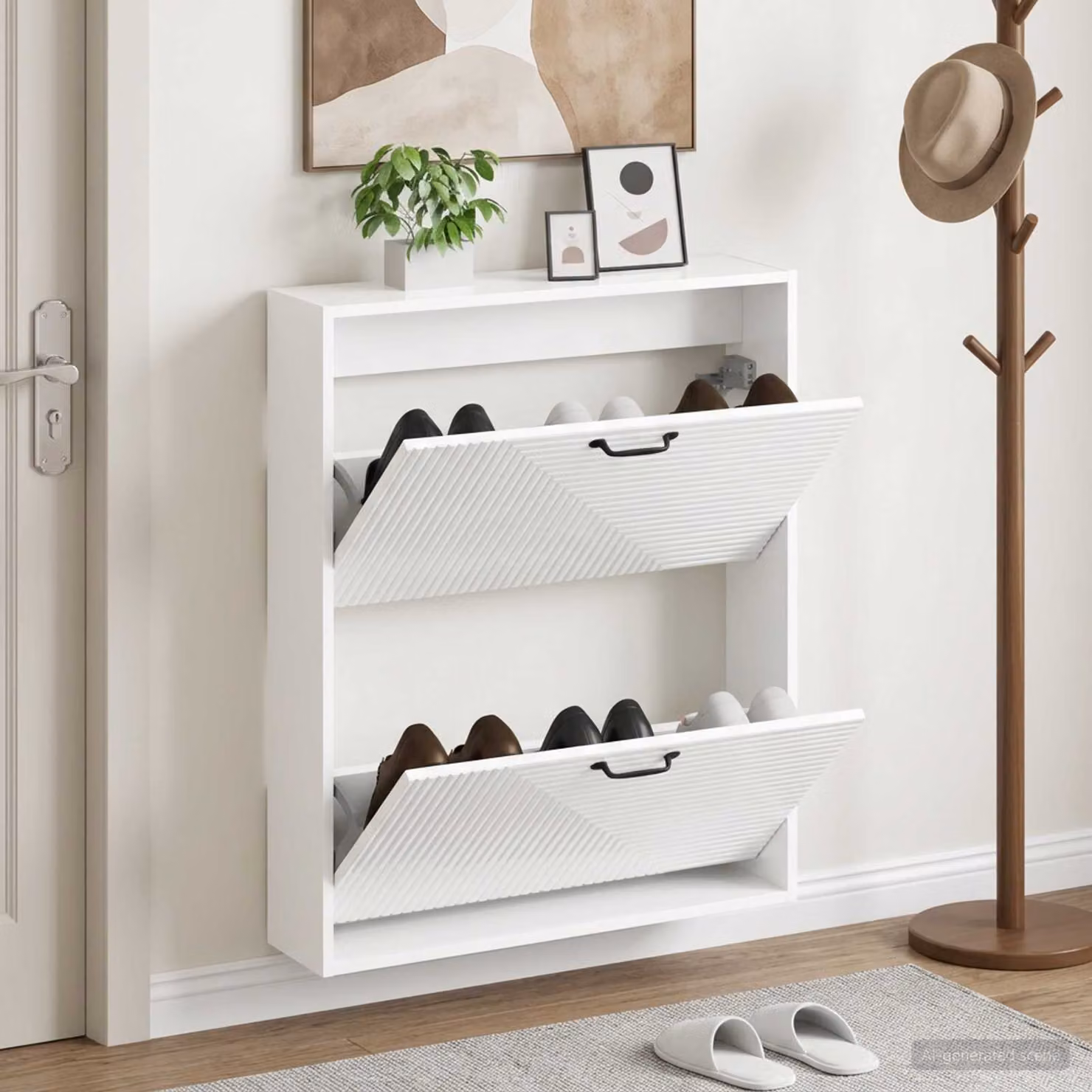 Mobiletto per scarpe da muro moderno vidaXL HAARLEM con scomparti basculanti, L: 71 cm, P: 17 cm, H: 86 cm