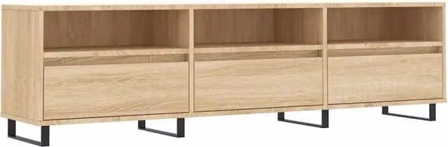Mobile TV moderno in legno multistrato color rovere con finitura opaca L 150 cm x P 30 cm x H 44,5 cm